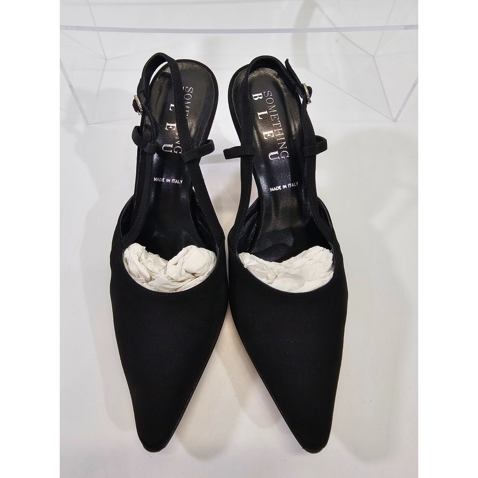 Something Bleu Mule Slingback Heels Pumps Lavorazione Artigiana Women's 8 Euc — image 8 of 8